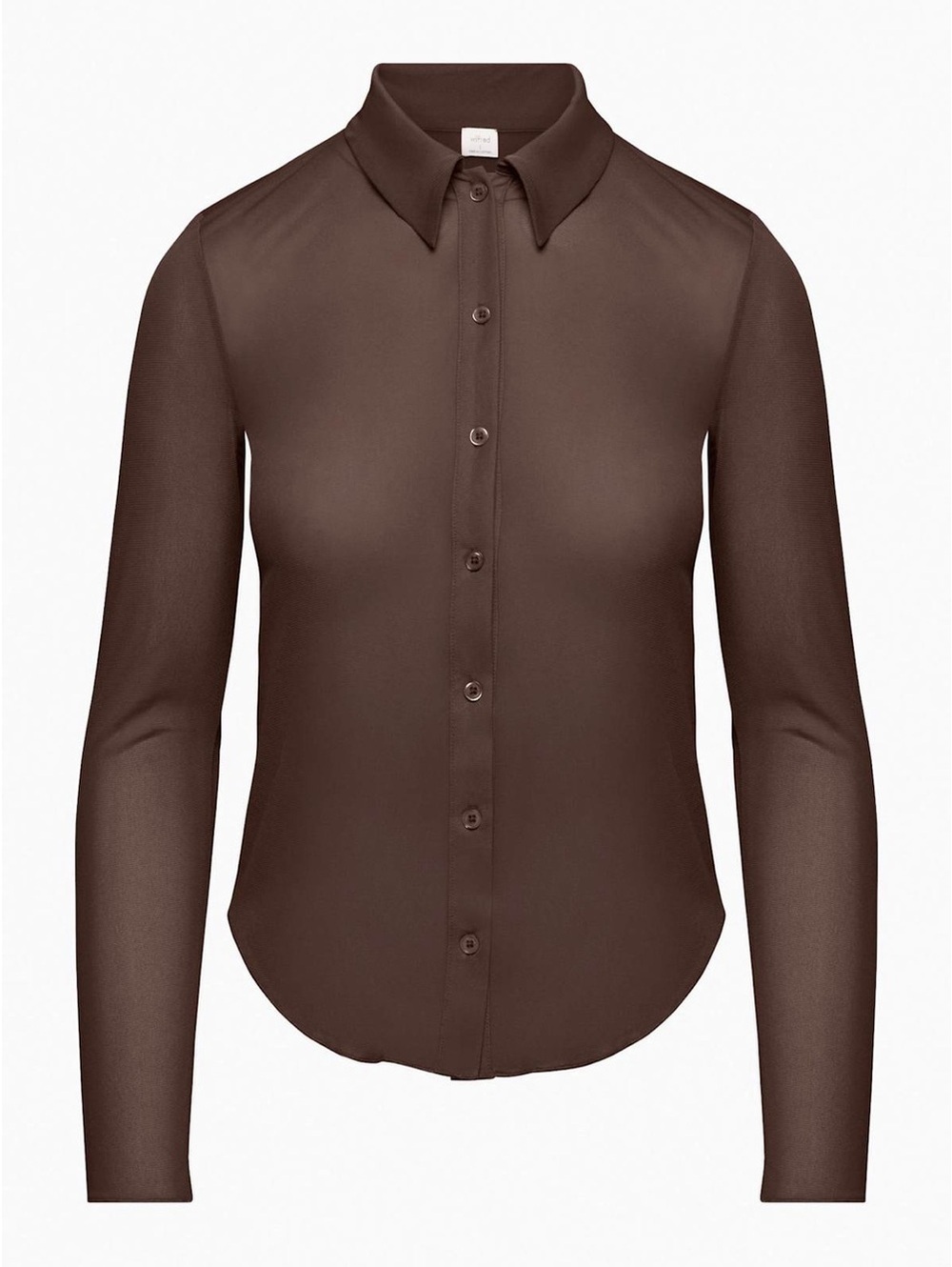 Aritzia Wilfred Pose Mesh button-up longsleeve - Brown - Large